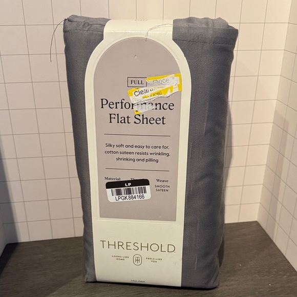 Threshold 400 Thread Count Performance Flat Sheet Classic Gray full - Picture 1 of 3